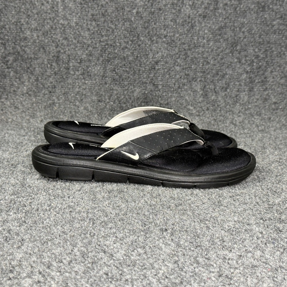 Nike Comfort Sandals Womens 9 Black White Athletic Beach Summer Thong Flip Flops